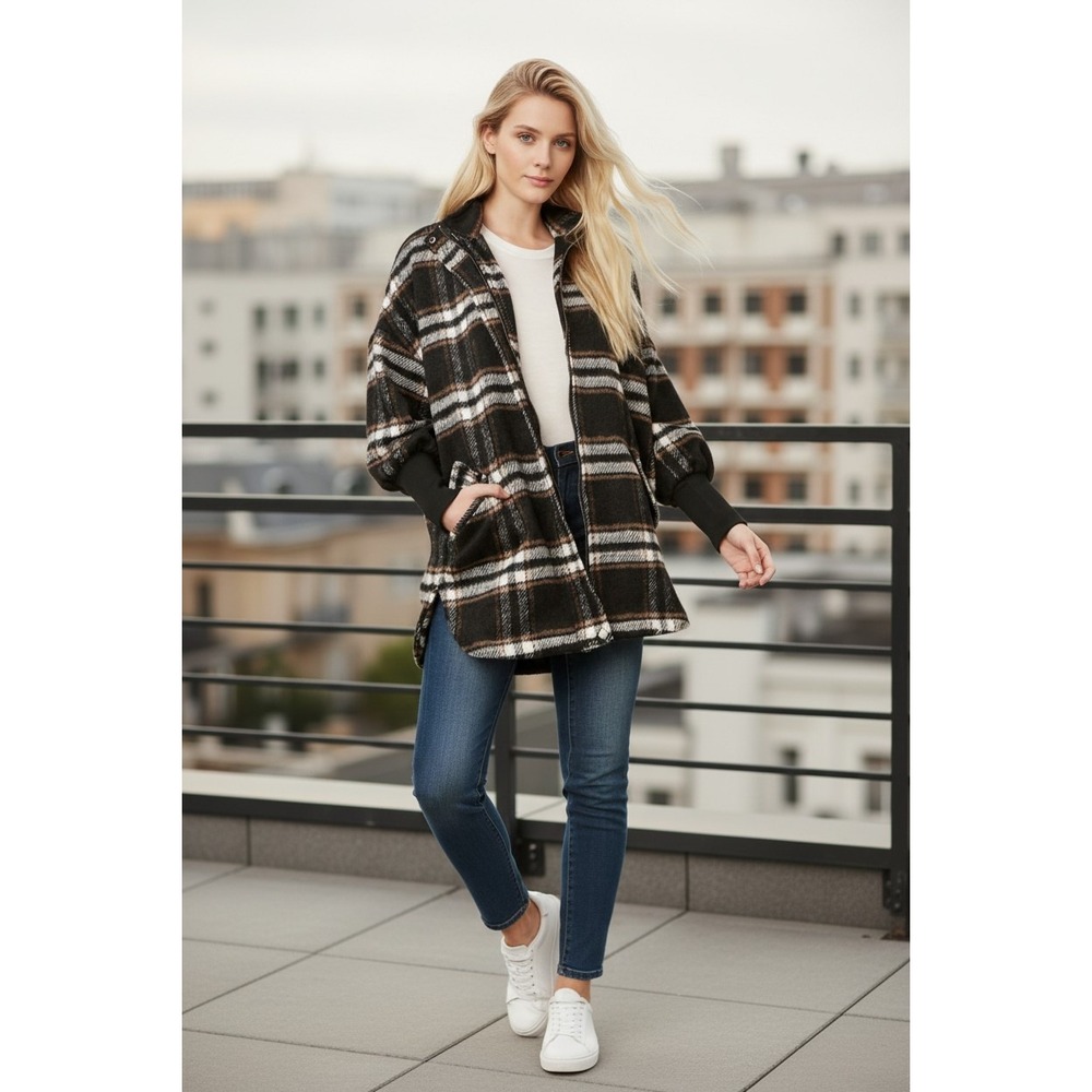 Steve Madden Plaid Shacket Womens Large Heavy Flannel‎ Lined Jacket Oversized